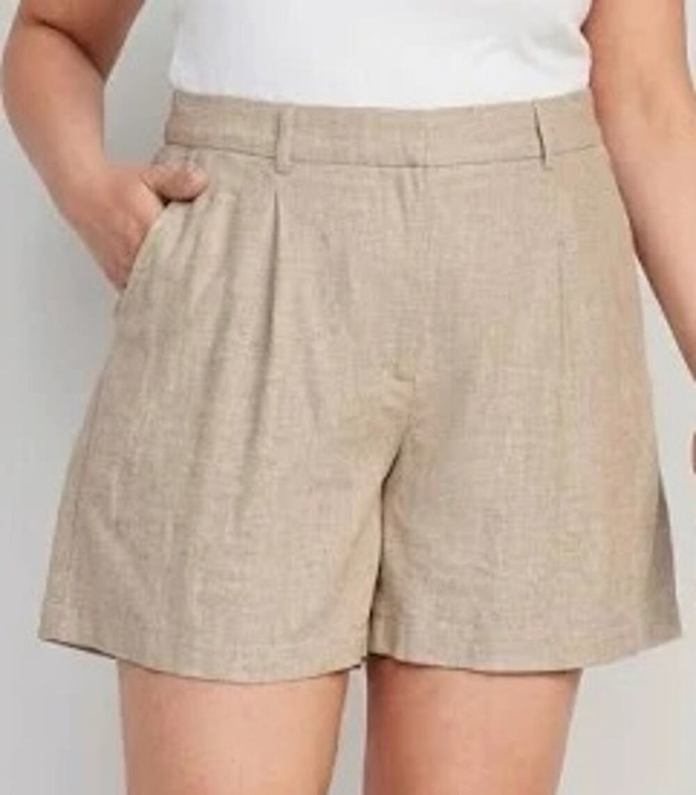 Old Navy Womens Linen Blend Trouser Shorts High Rise Modest Summer 6" Inseam XL
